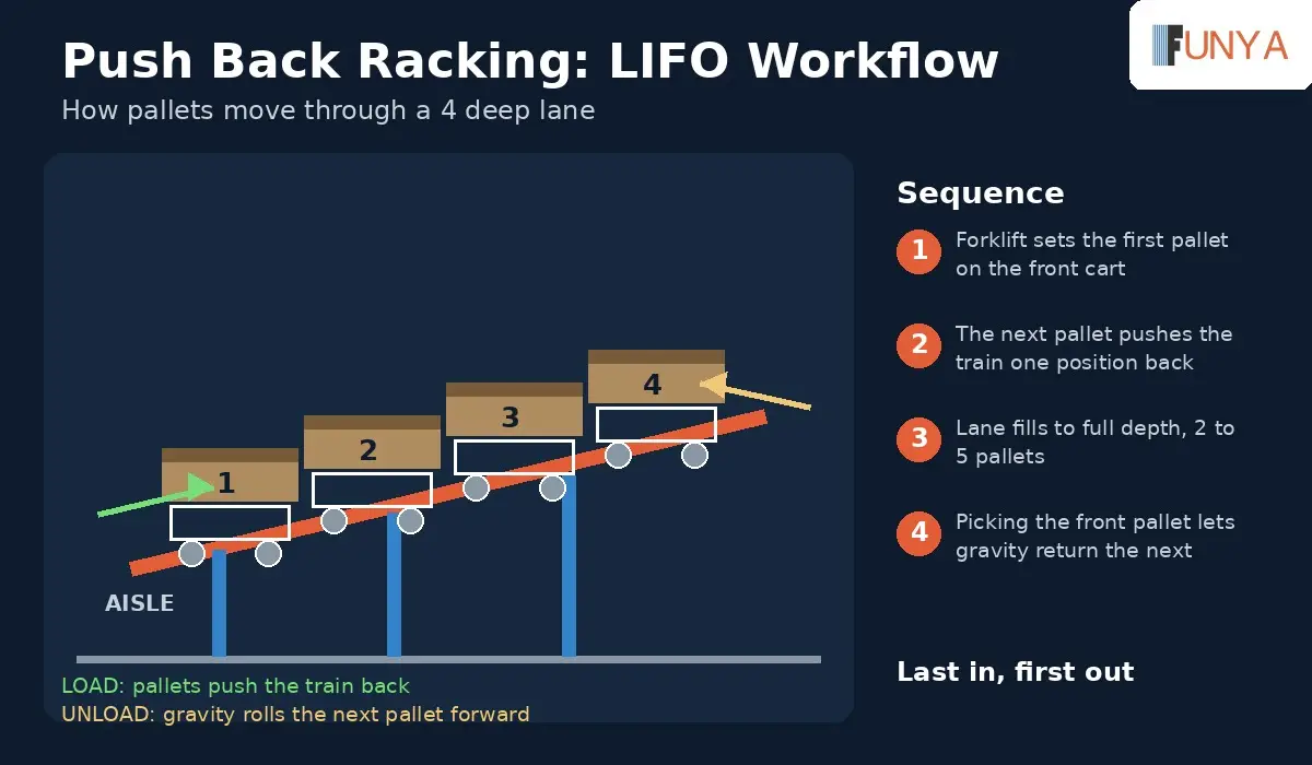 push back racking workflow